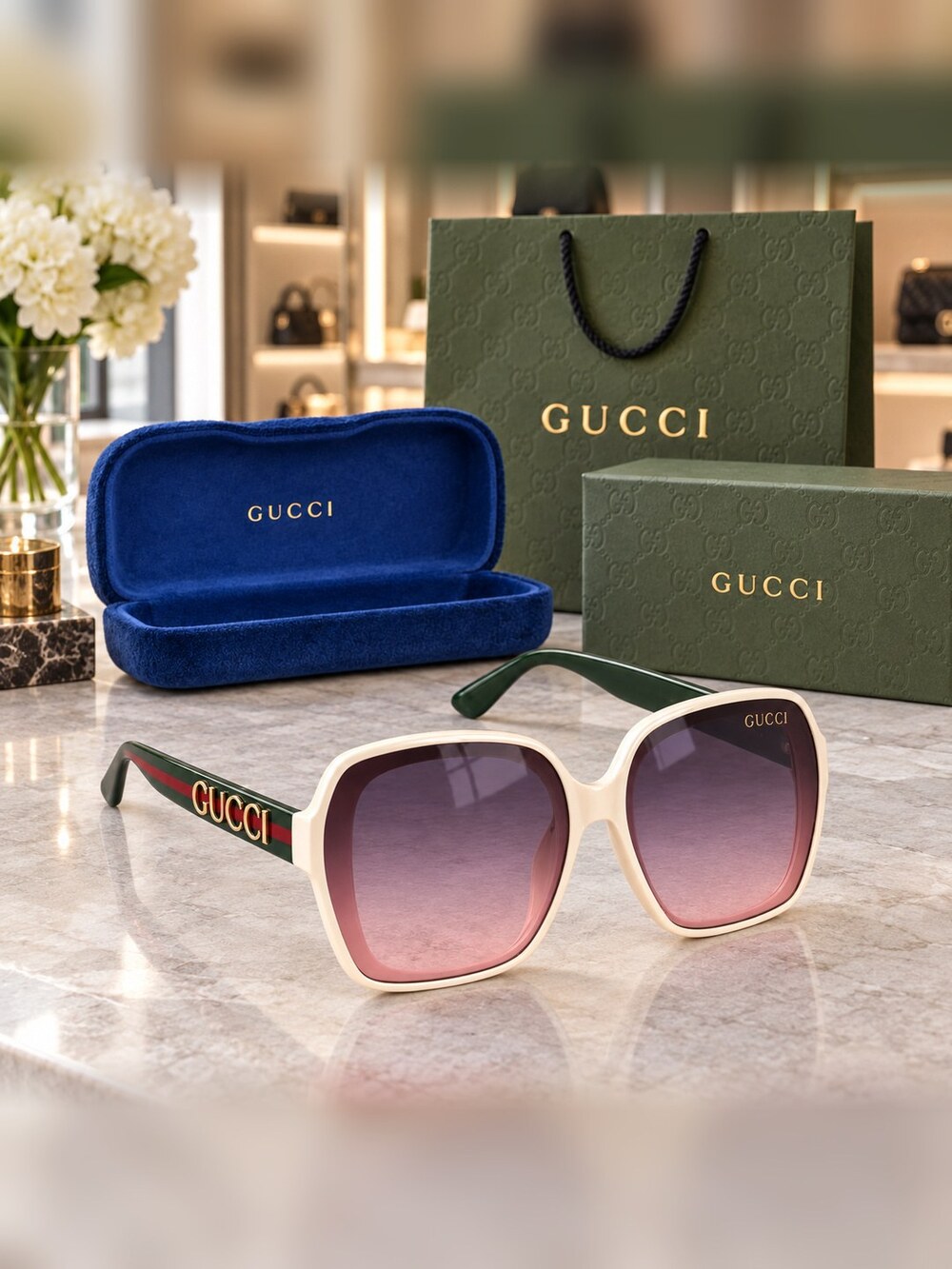 Gucci Ivory Purple Gradient Sunglasses - Picture 2 of 6
